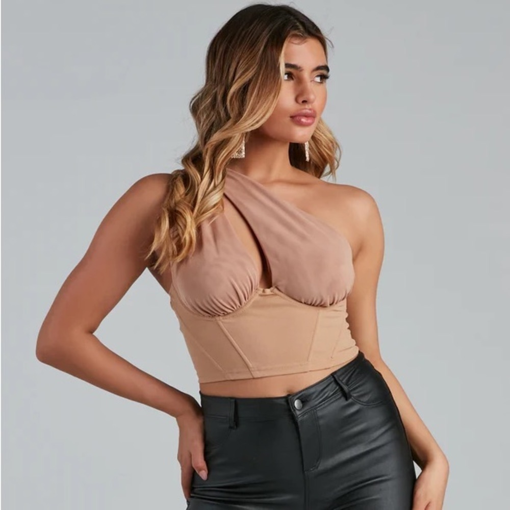 Windsor on point mesh ponte bustier top